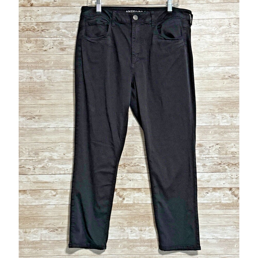 American Eagle AEO Twill Tomgirl Black Pants Womens 12S Super Stretch Goth